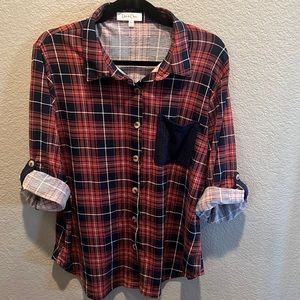 Plaid button up blouse